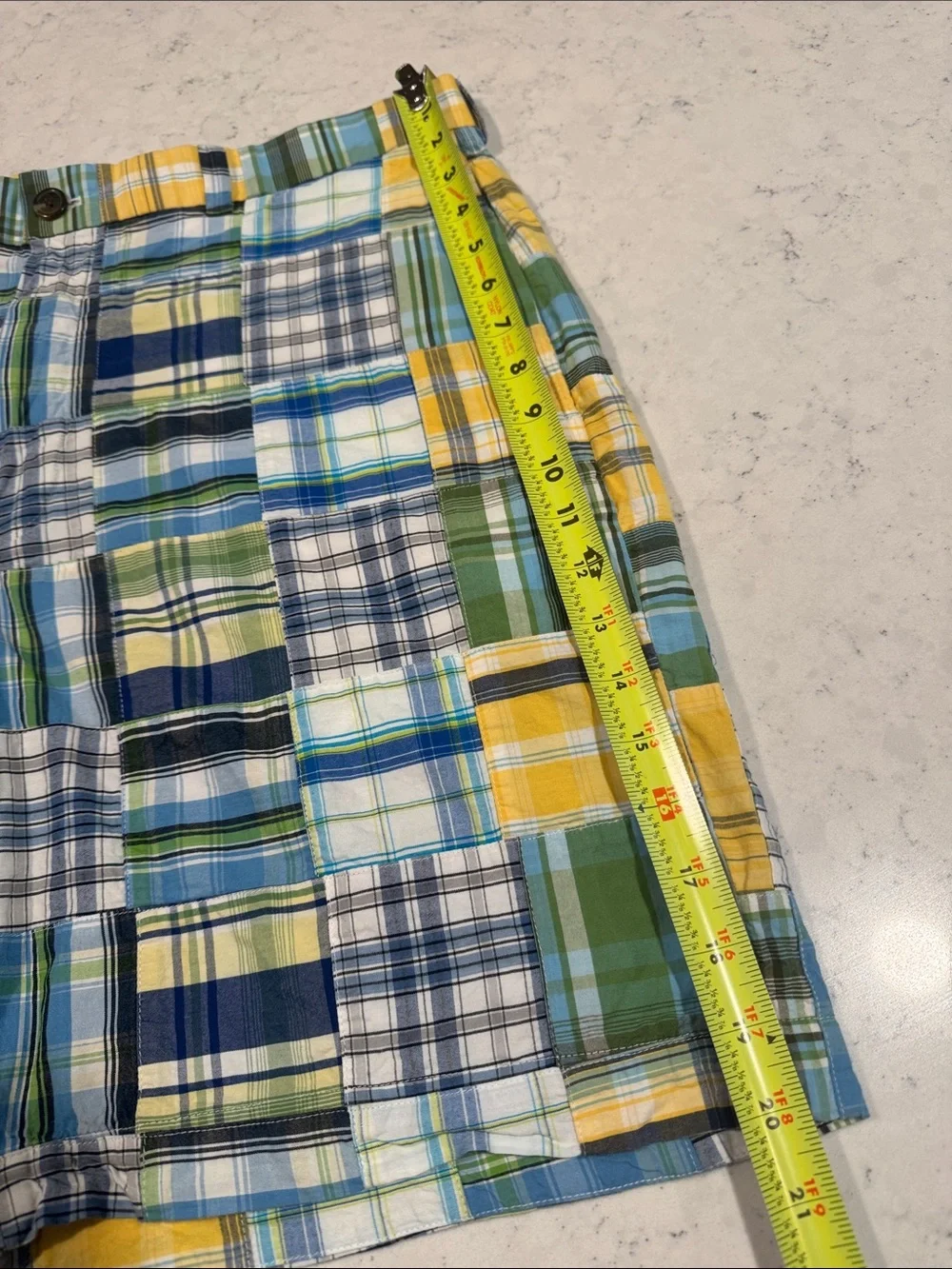 Brooks Brothers Country Club Men's Patchwork Plaid Cotton Shorts Navy Blue Green